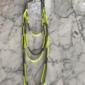 Zara , Layered silver , lime green necklace